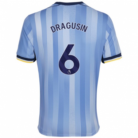 Kandiny Niño Camiseta Radu Drăgușin #6 Azul Claro 2ª Equipación 2024/25 La Camisa Chile