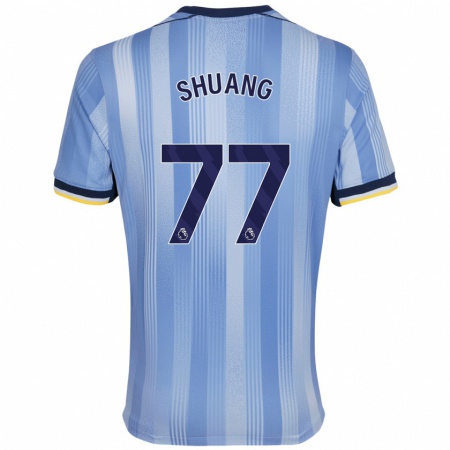 Kandiny Niño Camiseta Wang Shuang #77 Azul Claro 2ª Equipación 2024/25 La Camisa Chile