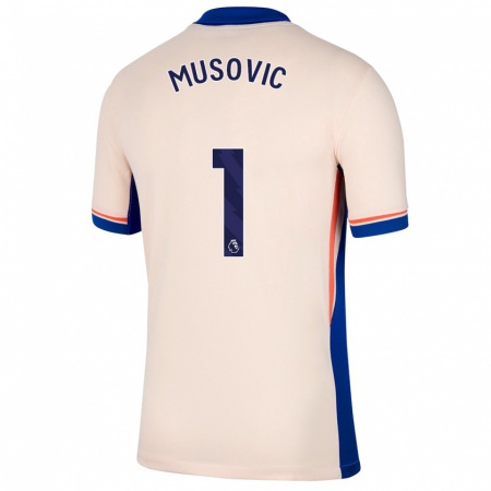 Kandiny Niño Camiseta Zećira Mušović #1 Beige Claro 2ª Equipación 2024/25 La Camisa Chile