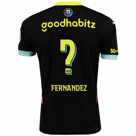 Kandiny Niño Camiseta Noah Fernandez #0 Negro Amarillo 2ª Equipación 2024/25 La Camisa Chile