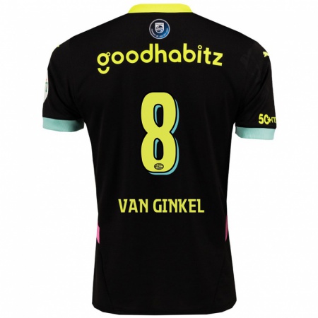 Kandiny Niño Camiseta Marco Van Ginkel #8 Negro Amarillo 2ª Equipación 2024/25 La Camisa Chile