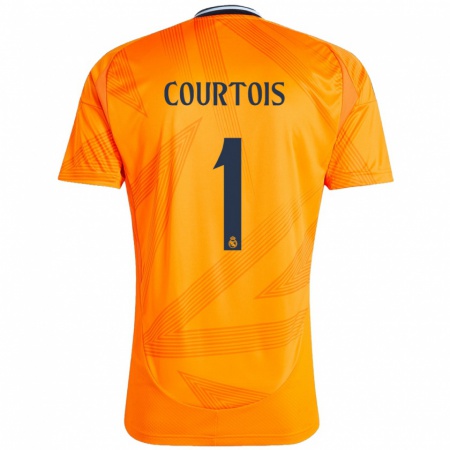 Kandiny Niño Camiseta Thibaut Courtois #1 Naranja 2ª Equipación 2024/25 La Camisa Chile