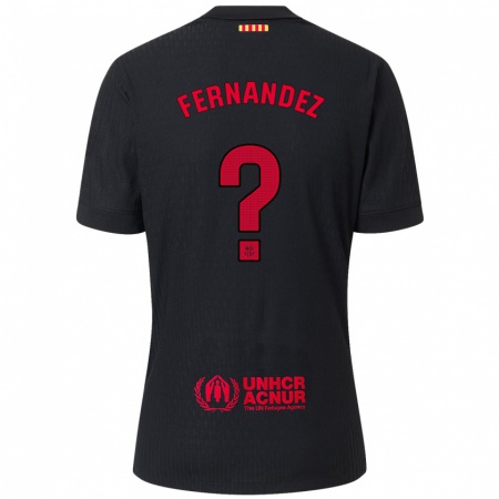 Kandiny Niño Camiseta Pedro Fernández #0 Negro Rojo 2ª Equipación 2024/25 La Camisa Chile