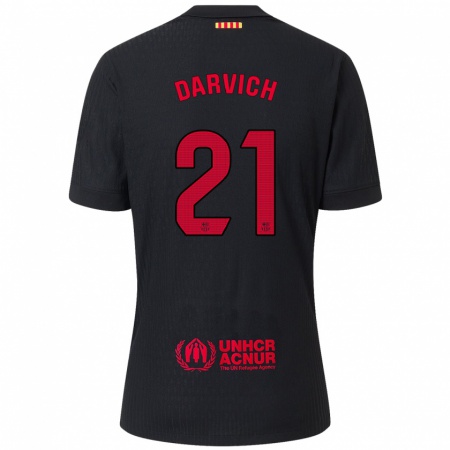 Kandiny Niño Camiseta Noah Darvich #21 Negro Rojo 2ª Equipación 2024/25 La Camisa Chile