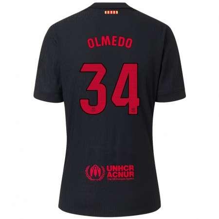 Kandiny Niño Camiseta Alexis Olmedo #34 Negro Rojo 2ª Equipación 2024/25 La Camisa Chile