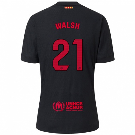 Kandiny Niño Camiseta Keira Walsh #21 Negro Rojo 2ª Equipación 2024/25 La Camisa Chile