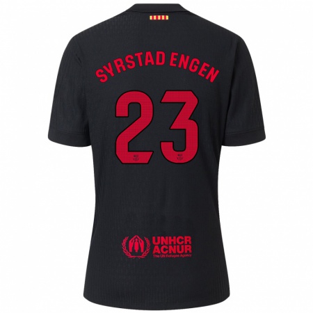 Kandiny Niño Camiseta Ingrid Syrstad Engen #23 Negro Rojo 2ª Equipación 2024/25 La Camisa Chile