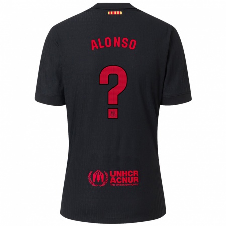 Kandiny Niño Camiseta Aáron Alonso #0 Negro Rojo 2ª Equipación 2024/25 La Camisa Chile