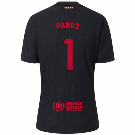 Kandiny Niño Camiseta Sandra Panos #1 Negro Rojo 2ª Equipación 2024/25 La Camisa Chile