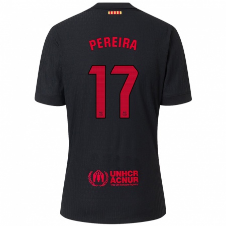 Kandiny Niño Camiseta Andrea Pereira #17 Negro Rojo 2ª Equipación 2024/25 La Camisa Chile