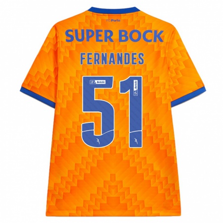 Kandiny Niño Camiseta Diogo Fernandes #51 Naranja 2ª Equipación 2024/25 La Camisa Chile