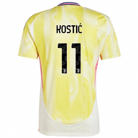 Kandiny Niño Camiseta Filip Kostić #11 Amarillo Solar 2ª Equipación 2024/25 La Camisa Chile