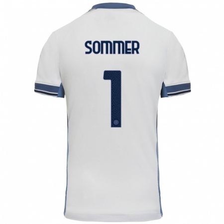 Kandiny Niño Camiseta Yann Sommer #1 Blanco Gris 2ª Equipación 2024/25 La Camisa Chile