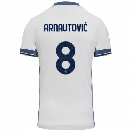 Kandiny Niño Camiseta Marko Arnautovic #8 Blanco Gris 2ª Equipación 2024/25 La Camisa Chile