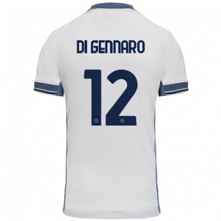 Kandiny Niño Camiseta Raffaele Di Gennaro #12 Blanco Gris 2ª Equipación 2024/25 La Camisa Chile