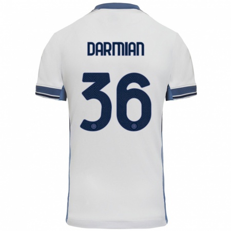 Kandiny Niño Camiseta Matteo Darmian #36 Blanco Gris 2ª Equipación 2024/25 La Camisa Chile