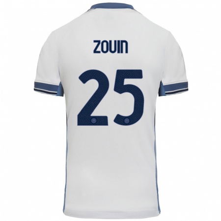 Kandiny Niño Camiseta Aymen Zouin #25 Blanco Gris 2ª Equipación 2024/25 La Camisa Chile