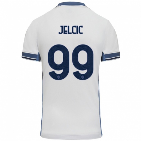 Kandiny Niño Camiseta Maja Jelčić #99 Blanco Gris 2ª Equipación 2024/25 La Camisa Chile