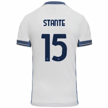 Kandiny Niño Camiseta Francesco Stante #15 Blanco Gris 2ª Equipación 2024/25 La Camisa Chile