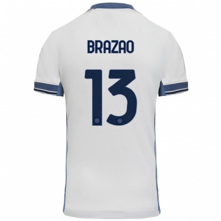 Kandiny Niño Camiseta Gabriel Brazao #13 Blanco Gris 2ª Equipación 2024/25 La Camisa Chile