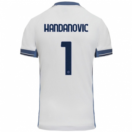 Kandiny Niño Camiseta Samir Handanovic #1 Blanco Gris 2ª Equipación 2024/25 La Camisa Chile