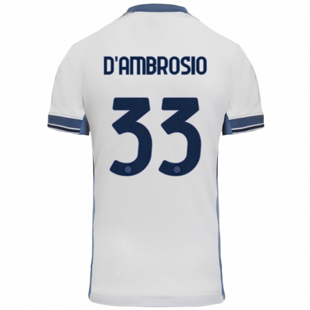 Kandiny Niño Camiseta Danilo D'ambrosio #33 Blanco Gris 2ª Equipación 2024/25 La Camisa Chile