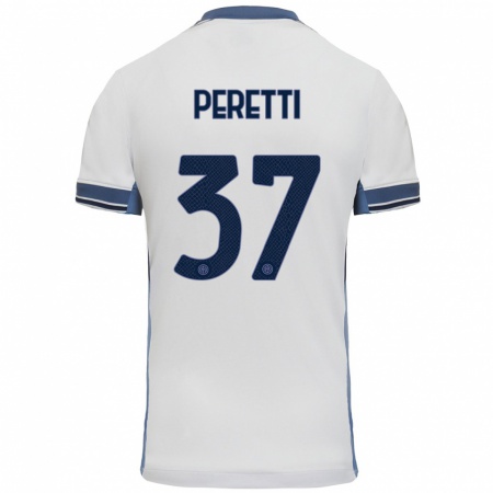 Kandiny Niño Camiseta Lorenzo Peretti #37 Blanco Gris 2ª Equipación 2024/25 La Camisa Chile