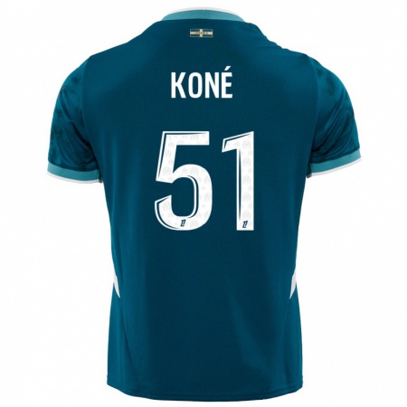 Kandiny Niño Camiseta Ismaël Koné #51 Azul Turquesa 2ª Equipación 2024/25 La Camisa Chile