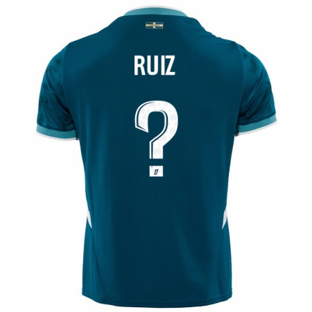 Kandiny Niño Camiseta Pedro Ruiz #0 Azul Turquesa 2ª Equipación 2024/25 La Camisa Chile