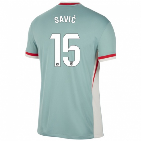 Kandiny Niño Camiseta Stefan Savic #15 Beige Claro Azul 2ª Equipación 2024/25 La Camisa Chile