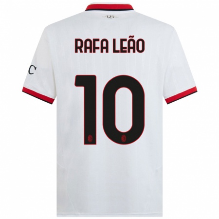 Kandiny Niño Camiseta Rafael Leão #10 Blanco Negro Rojo 2ª Equipación 2024/25 La Camisa Chile