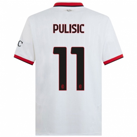 Kandiny Niño Camiseta Christian Pulisic #11 Blanco Negro Rojo 2ª Equipación 2024/25 La Camisa Chile