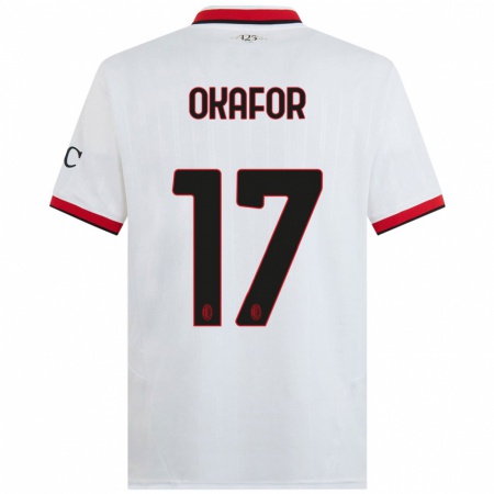 Kandiny Niño Camiseta Noah Okafor #17 Blanco Negro Rojo 2ª Equipación 2024/25 La Camisa Chile