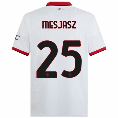 Kandiny Niño Camiseta Małgorzata Mesjasz #25 Blanco Negro Rojo 2ª Equipación 2024/25 La Camisa Chile