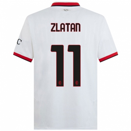 Kandiny Niño Camiseta Zlatan Ibrahimovic #11 Blanco Negro Rojo 2ª Equipación 2024/25 La Camisa Chile