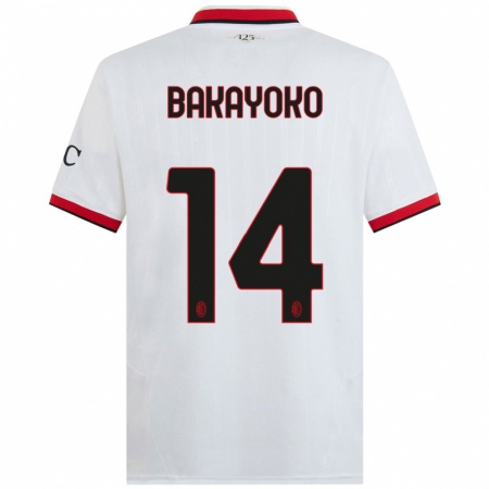 Kandiny Niño Camiseta Tiemoue Bakayoko #14 Blanco Negro Rojo 2ª Equipación 2024/25 La Camisa Chile