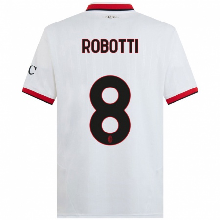 Kandiny Niño Camiseta Giovanni Robotti #8 Blanco Negro Rojo 2ª Equipación 2024/25 La Camisa Chile