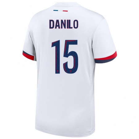 Kandiny Niño Camiseta Danilo Pereira #15 Blanco Azul Rojo 2ª Equipación 2024/25 La Camisa Chile