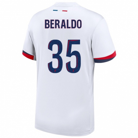 Kandiny Niño Camiseta Lucas Beraldo #35 Blanco Azul Rojo 2ª Equipación 2024/25 La Camisa Chile