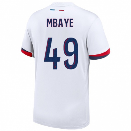 Kandiny Niño Camiseta Ibrahim Mbaye #49 Blanco Azul Rojo 2ª Equipación 2024/25 La Camisa Chile