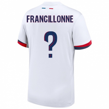 Kandiny Niño Camiseta Bryan Francillonne #0 Blanco Azul Rojo 2ª Equipación 2024/25 La Camisa Chile