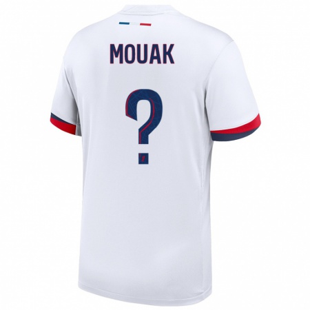 Kandiny Niño Camiseta Adam Mouak #0 Blanco Azul Rojo 2ª Equipación 2024/25 La Camisa Chile