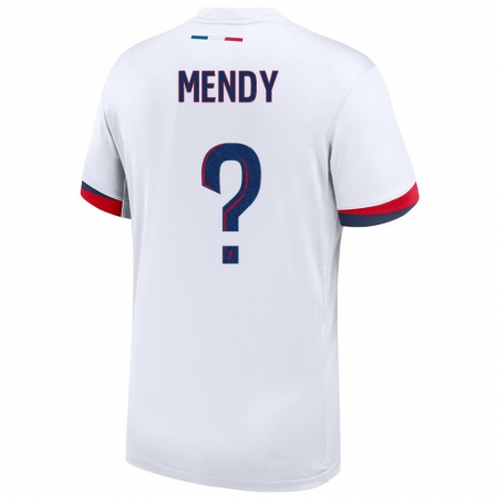 Kandiny Niño Camiseta Tony Mendy #0 Blanco Azul Rojo 2ª Equipación 2024/25 La Camisa Chile