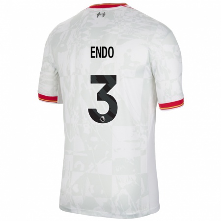 Kandiny Niño Camiseta Wataru Endo #3 Blanco Rojo Negro Equipación Tercera 2024/25 La Camisa Chile