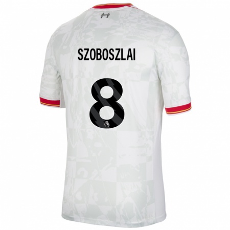 Kandiny Niño Camiseta Dominik Szoboszlai #8 Blanco Rojo Negro Equipación Tercera 2024/25 La Camisa Chile