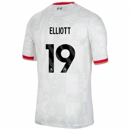 Kandiny Niño Camiseta Harvey Elliott #19 Blanco Rojo Negro Equipación Tercera 2024/25 La Camisa Chile