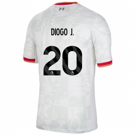 Kandiny Niño Camiseta Diogo Jota #20 Blanco Rojo Negro Equipación Tercera 2024/25 La Camisa Chile