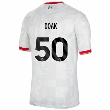 Kandiny Niño Camiseta Ben Doak #50 Blanco Rojo Negro Equipación Tercera 2024/25 La Camisa Chile