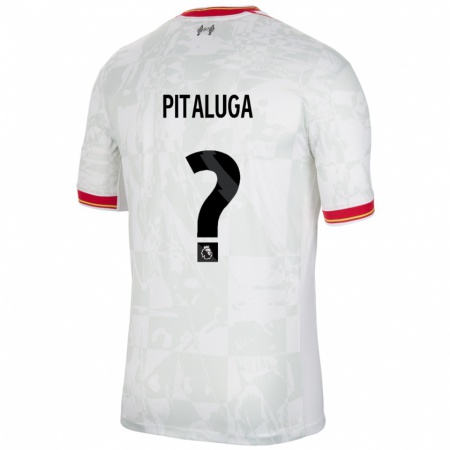 Kandiny Niño Camiseta Marcelo Pitaluga #0 Blanco Rojo Negro Equipación Tercera 2024/25 La Camisa Chile