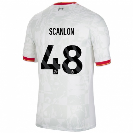 Kandiny Niño Camiseta Calum Scanlon #48 Blanco Rojo Negro Equipación Tercera 2024/25 La Camisa Chile